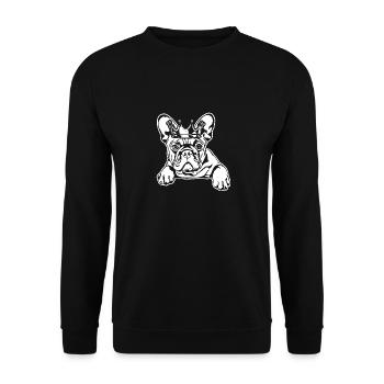 Französische Bulldogge Krone Hund Hunde Wilsigns - Unisex Pullover - Schwarz - Vorne - Alina (178cm) & Michal (187cm)