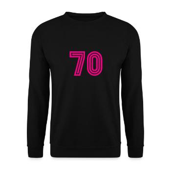 70. 70 ANS. 70e ANNIVERSAIRE. ANNIVERSAIRE 70 ANS. - Sweat-shirt Unisexe - noir - Devant - Alina (178cm) & Michal (187cm)