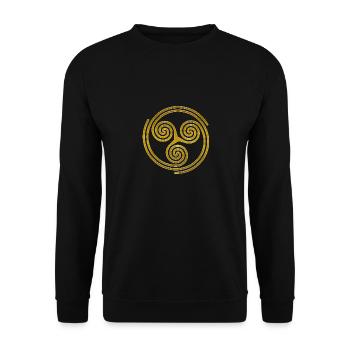 Celtic Culture Triple Spiral Triskele Symbol 5 - Unisex Sweatshirt - black - Front - Alina (178cm) & Michal (187cm)