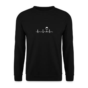 Wein Geschenk Herzschlag Wein-Liebe Freude - Unisex Pullover - Schwarz - Vorne - Alina (178cm) & Michal (187cm)