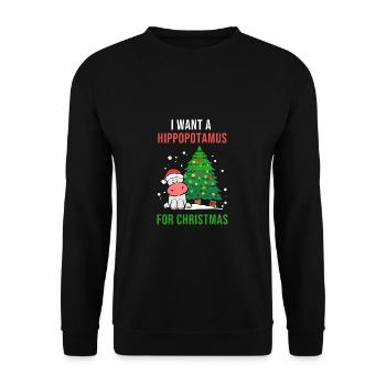 Hippopotamus for Christmas Hippo Lover Poison - Unisex Sweatshirt - black - Front - Alina (178cm) & Michal (187cm)