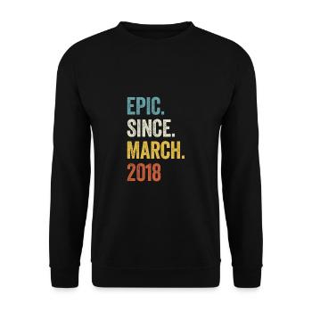 5 Years Epic Since March 2018 5th Birthday - Unisex Sweatshirt - black - Front - Alina (178cm) & Michal (187cm)