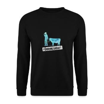 Führungskraft Kuh Bauer Geschenkidee - Unisex Pullover - Schwarz - Vorne - Alina (178cm) & Michal (187cm)