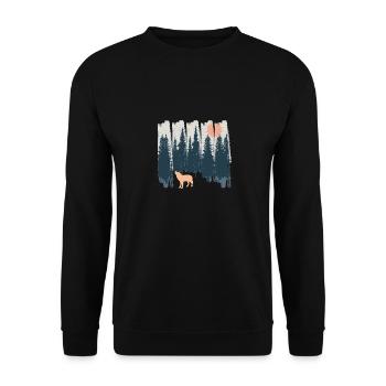 Wolf Nature Forests Mountains Moon Wilderness Gift - Unisex Sweatshirt - black - Front - Alina (178cm) & Michal (187cm)