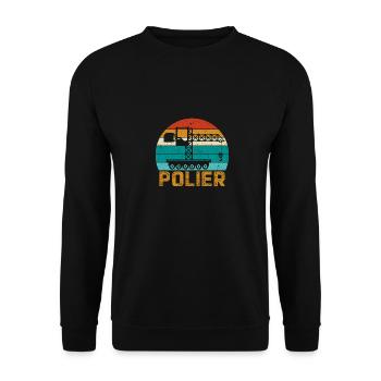 Polier Geschenkidee Baustelle Kran - Unisex Pullover - Schwarz - Vorne - Alina (178cm) & Michal (187cm)