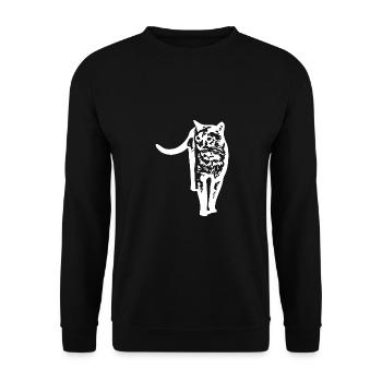 Cat White Silhouette Gift Cat Lover - Unisex Sweatshirt - black - Front - Alina (178cm) & Michal (187cm)