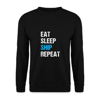 Eat Sleep Ship Repeat Sailor Skipper Captain Sailb - Unisex Pullover - Schwarz - Vorne - Alina (178cm) & Michal (187cm)