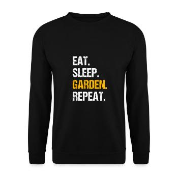 Eat Sleep Garden Repeat Gardening Gardener Horticu - Unisex Pullover - Schwarz - Vorne - Alina (178cm) & Michal (187cm)