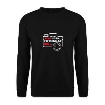 Jeder ist ein Fotograf Kamera - Unisex Pullover - Schwarz - Vorne - Alina (178cm) & Michal (187cm)