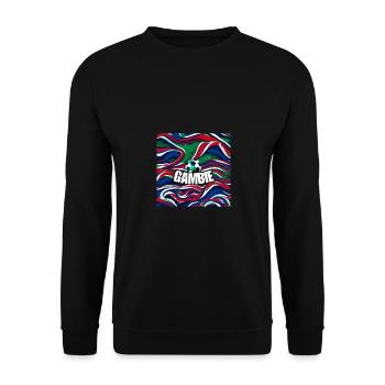 Gambischer Energiefluss - Unisex Pullover - Schwarz - Vorne - Alina (178cm) & Michal (187cm)