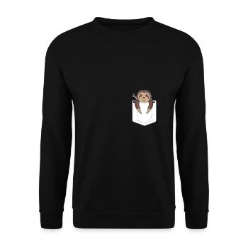 Faultier Müde Lustig Brusttasche Süß Tier Geschenk - Unisex Pullover - Schwarz - Vorne - Alina (178cm) & Michal (187cm)