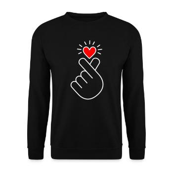 K-Pop Coeur, Corée, Coeur De Doigt, K-drama, Coréen - Sweat-shirt Unisexe - noir - Devant - Alina (178cm) & Michal (187cm)