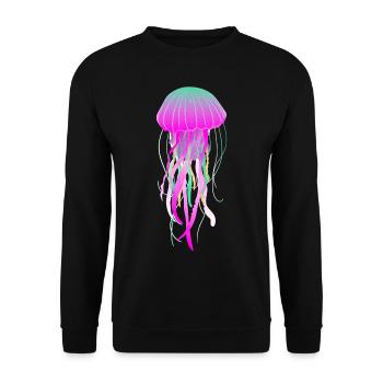 Qualle Tauchen Meer Fisch Unterwasser Geschenk - Unisex Pullover - Schwarz - Vorne - Alina (178cm) & Michal (187cm)