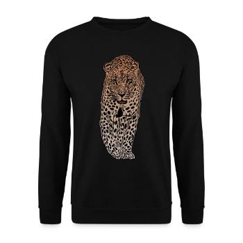 Leopard Africa animal motif predator Loparden - Unisex Sweatshirt - black - Front - Alina (178cm) & Michal (187cm)