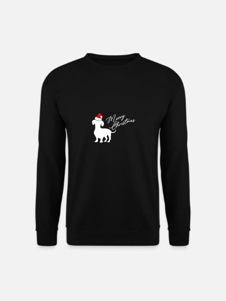 Frohe Weihnachten Dackel mit Nikolausmütze - Unisex Pullover - Schwarz