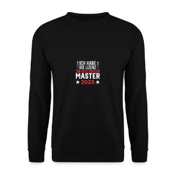 Master 2025 Masterabschluss Sponsion Graduation - Unisex Pullover - Schwarz - Vorne - Alina (178cm) & Michal (187cm)