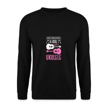 Musicien Uke Ukulele Ukulélé Unique Ukulélé - Sweat-shirt Unisexe - noir - Devant - Alina (178cm) & Michal (187cm)
