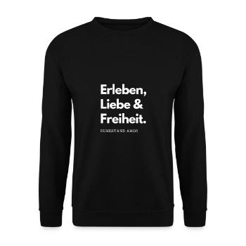 Erleben Liebe Freiheit - Unisex Pullover - Schwarz - Vorne - Alina (178cm) & Michal (187cm)