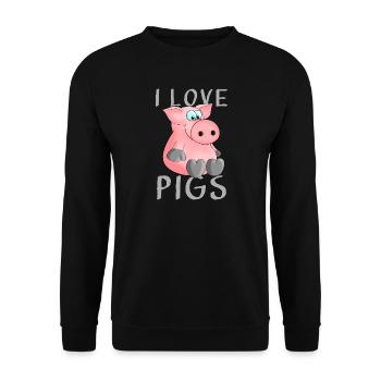 J'adore les cochons de porc - Sweat-shirt Unisexe - noir - Devant - Alina (178cm) & Michal (187cm)