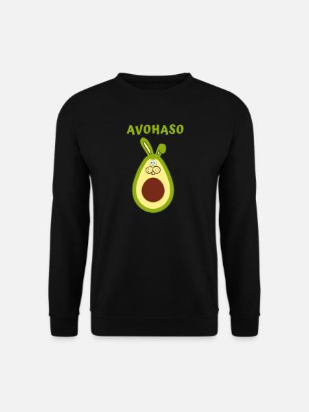 Avocado Lachalarm Cartoonaufdruck - Unisex Pullover - Schwarz