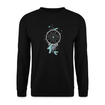 filigree ethno dream catcher made of silver colors - Unisex Sweatshirt - black - Front - Alina (178cm) & Michal (187cm)