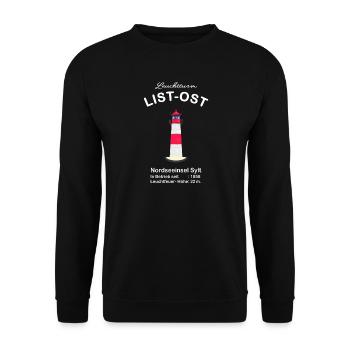 Leuchtturm List-Ost auf Sylt, Nordseeküste - Unisex Pullover - Schwarz - Vorne - Alina (178cm) & Michal (187cm)