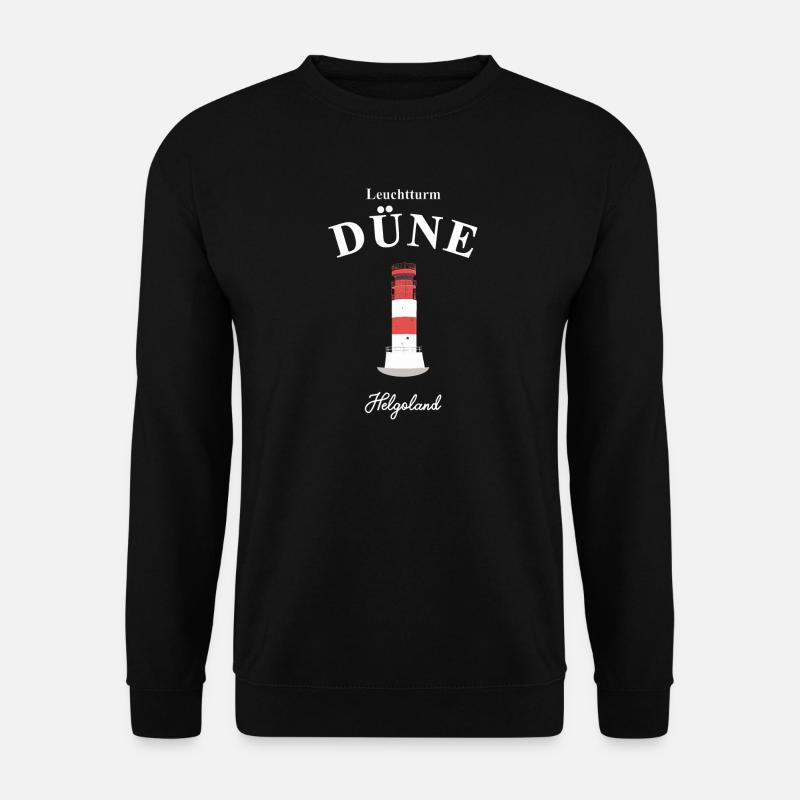 Leuchtturm auf Düne, Helgoland, Nordsee, Zeichnung - Unisex Pullover - Schwarz