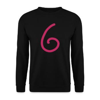6 Number six number Birthday - Unisex Sweatshirt - black - Front - Alina (178cm) & Michal (187cm)