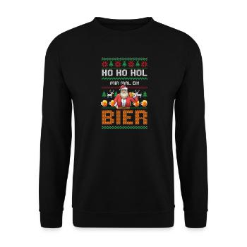 Ho Ho Ho Weihnachtsbier Humor - Unisex Pullover - Schwarz - Vorne - Alina (178cm) & Michal (187cm)