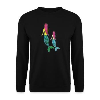 meerjungrau mutter tochter - Unisex Pullover - Schwarz - Vorne - Alina (178cm) & Michal (187cm)