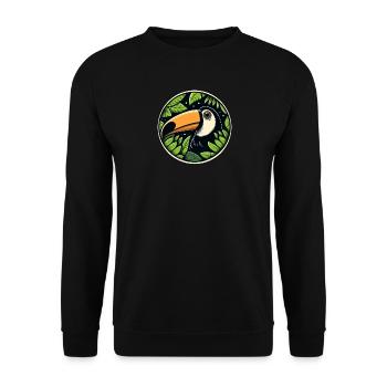Toucan looking through leaves jungle - Unisex Sweatshirt - black - Front - Alina (178cm) & Michal (187cm)
