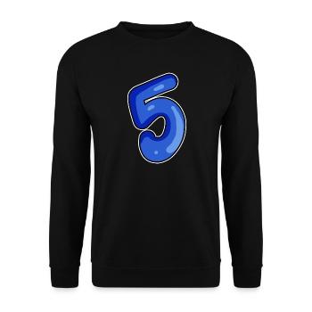 Zahl 5 Nummer Blau - Unisex Pullover - Schwarz - Vorne - Alina (178cm) & Michal (187cm)