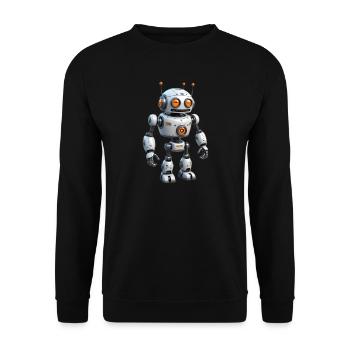 Cartoon Roboter - Unisex Pullover - Schwarz - Vorne - Alina (178cm) & Michal (187cm)