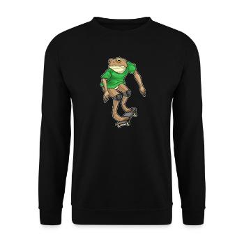 Frog Skater Skateboard - Unisex Sweatshirt - black - Front - Alina (178cm) & Michal (187cm)