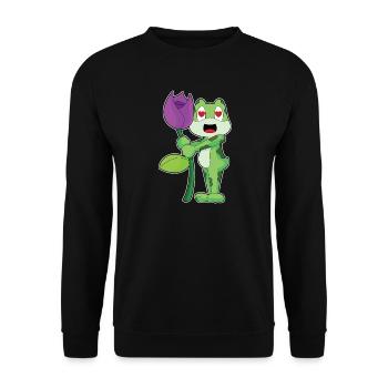 Frosch Blume - Unisex Pullover - Schwarz - Vorne - Alina (178cm) & Michal (187cm)