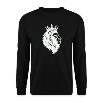 Löwe König Krone - Unisex Pullover - Schwarz - Vorne - Alina (178cm) & Michal (187cm)