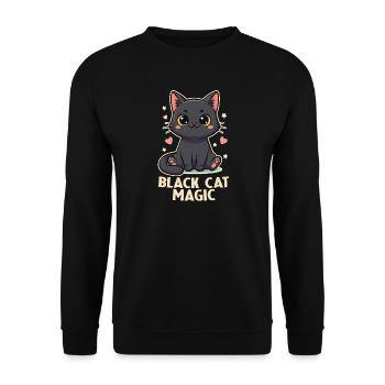 Chat noir Chat Noir Magie Mignonne Kawaii - Sweat-shirt Unisexe - noir - Devant - Alina (178cm) & Michal (187cm)