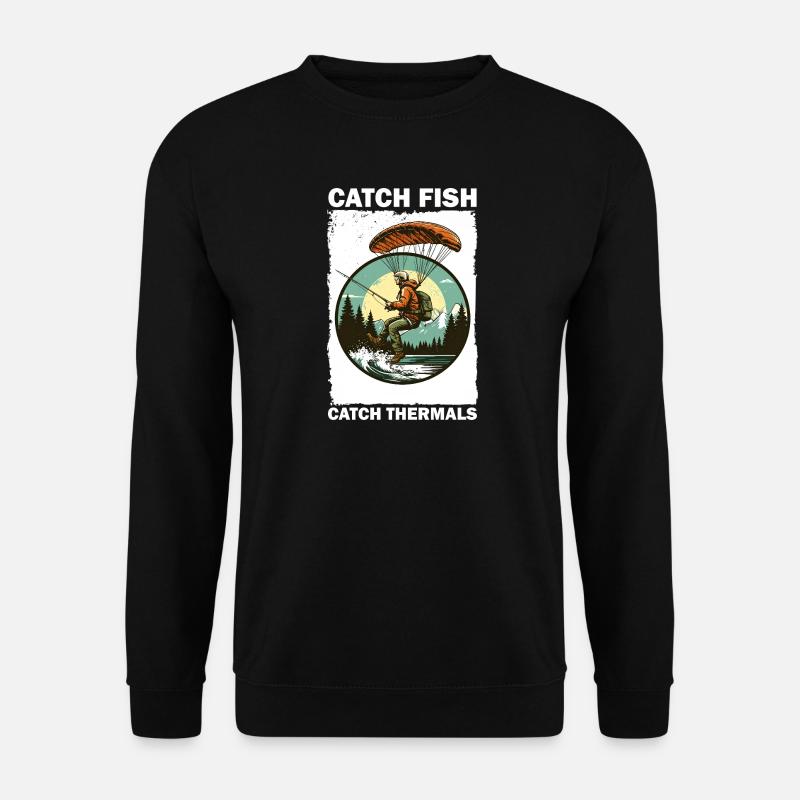 Adventurous angler with climbing board - Unisex Sweatshirt - black