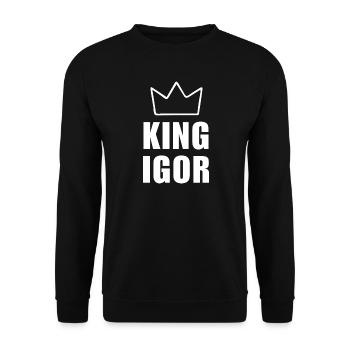 Nom d'Igor avec la lettre I - T-shirt King Crown - Sweat-shirt Unisexe - noir - Devant - Alina (178cm) & Michal (187cm)
