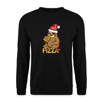 Sloth eating pizza Christmas design - Unisex Sweatshirt - black - Front - Alina (178cm) & Michal (187cm)