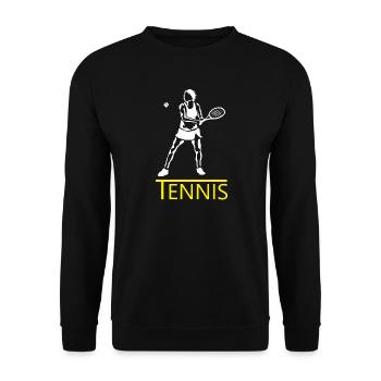 Tennis Silhouette Yellow Accent - Unisex Sweatshirt - black - Front - Alina (178cm) & Michal (187cm)