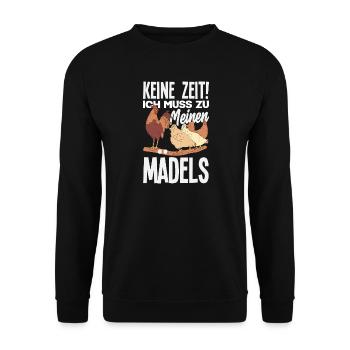 Pas le temps! Je dois aller vers mes filles – des poulets - Sweat-shirt Unisexe - noir - Devant - Alina (178cm) & Michal (187cm)