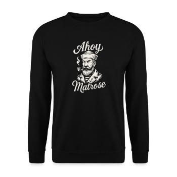 Ahoy Sailor Retro Nautical - Unisex Sweatshirt - black - Front - Alina (178cm) & Michal (187cm)
