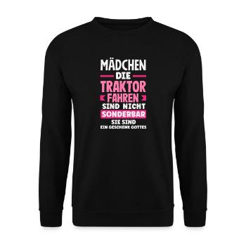 Les filles qui conduisent des tracteurs sont bizarres - Sweat-shirt Unisexe - noir - Devant - Alina (178cm) & Michal (187cm)