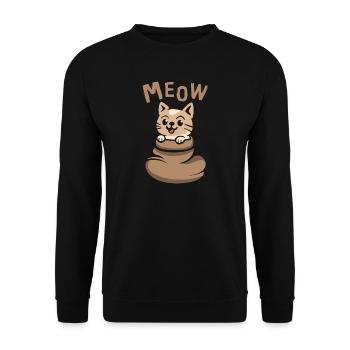 Chat mignon avec MIAOUL dans un sac brun - Sweat-shirt Unisexe - noir - Devant - Alina (178cm) & Michal (187cm)