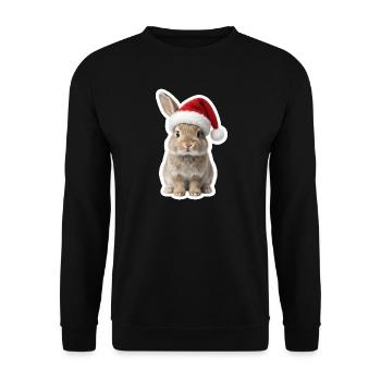 Cute bunny with hat - Christmas Bunny - Unisex Sweatshirt - black - Front - Alina (178cm) & Michal (187cm)