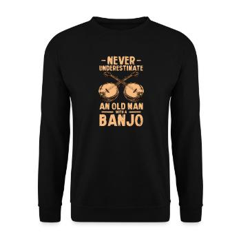 Vieux joueur de banjo bluegrass country - Sweat-shirt Unisexe - noir - Devant - Alina (178cm) & Michal (187cm)