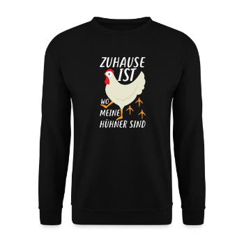 La maison, c’est là où sont mes poules - Sweat-shirt Unisexe - noir - Devant - Alina (178cm) & Michal (187cm)