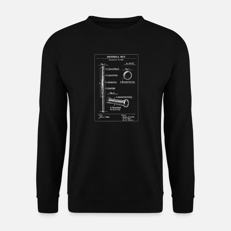 Baseballschläger-Patent-Bauplan - Unisex Pullover - Schwarz