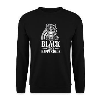 Unicorn Joy: Schwarz ist meine fröhliche Farbe - Unisex Pullover - Schwarz - Vorne - Alina (178cm) & Michal (187cm)